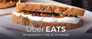 UberEATS - Barcelona, Spain. Translation: From hungry to happy in 10 minutes. Photo Credit: Uber.